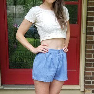 London Jean High Waist Pleated Viscose Shorts